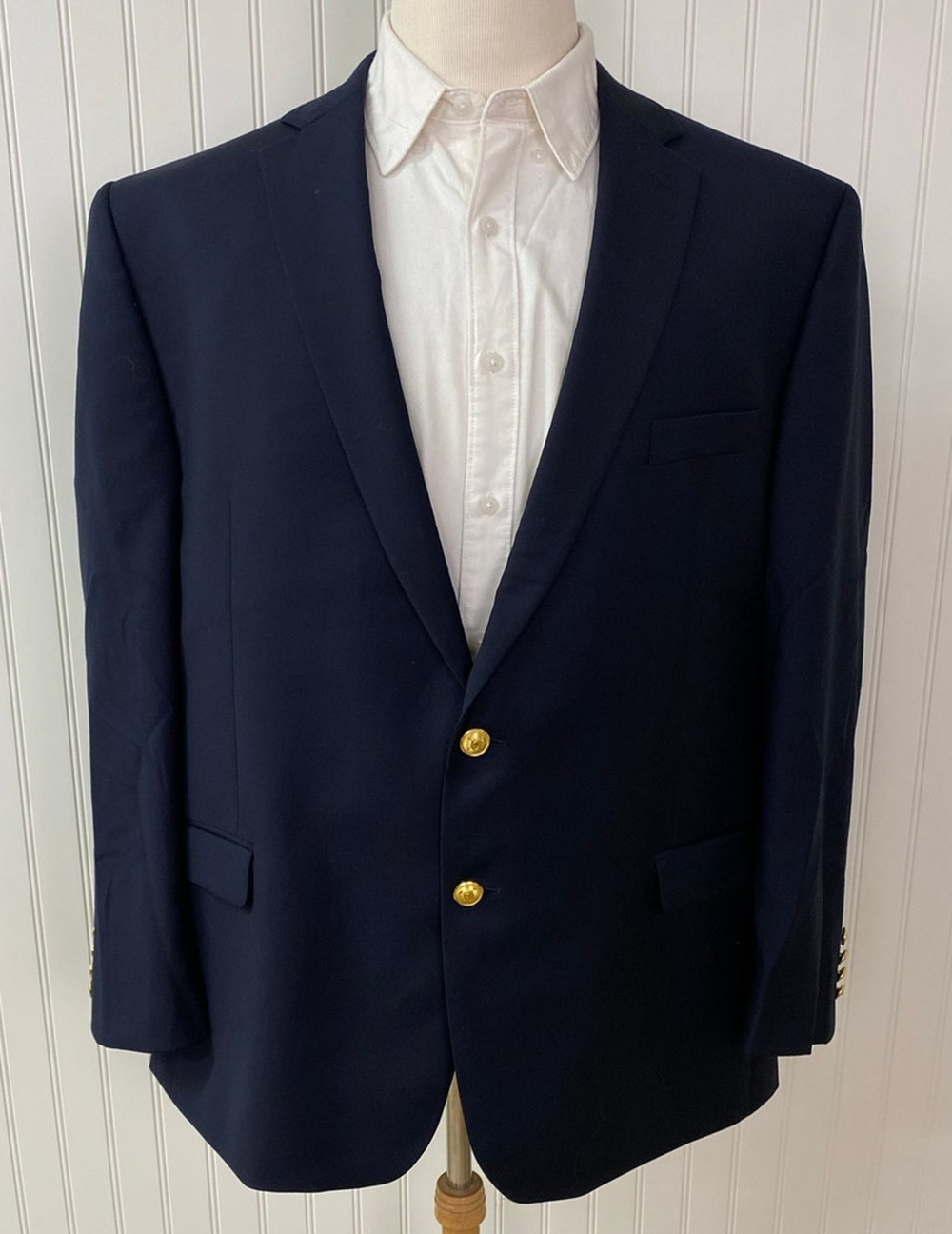 Lauren Ralph Lauren navy gold 2-button wool blazer suit jacket sport coat 48R